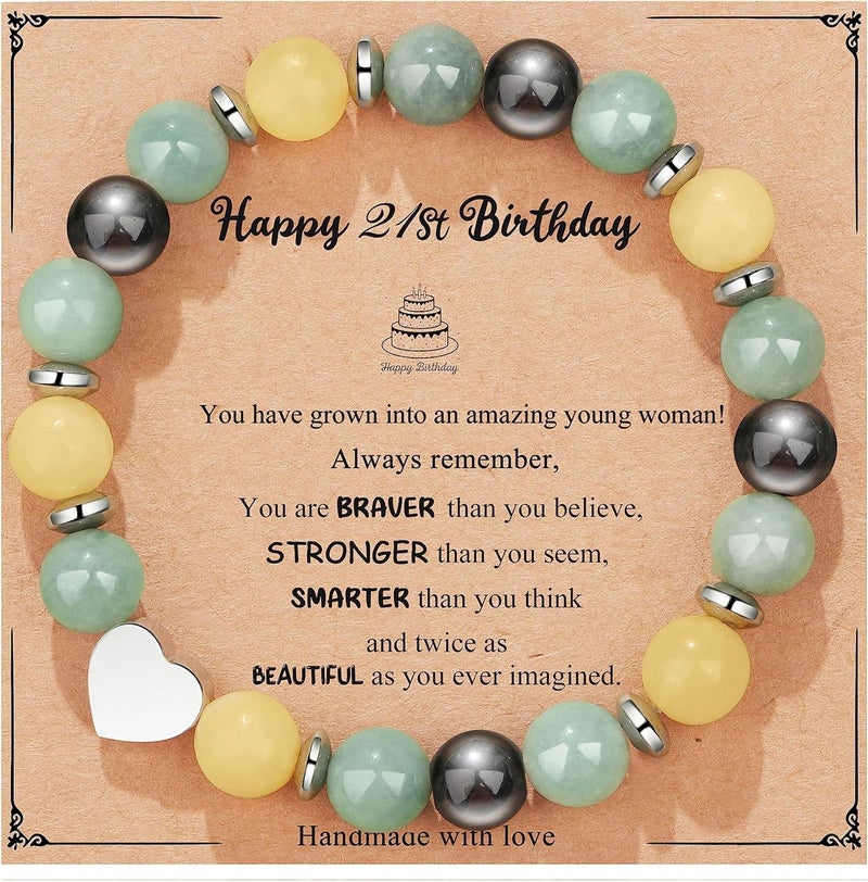 Yiyang 13th 16th 18th 21st 25th 30th 35th 40th 45th 50th 60th 65th 70th 75th 80th Birthday Gifts for Women, Natural Stone Bracelet Birthday Gifts for Women Mom Daughter Grandma Sister Coworker - Image 1